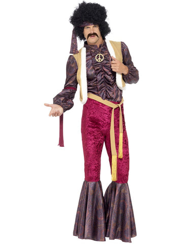 Adult Psychedelic Hippie Man Fancy Dress Party Costume